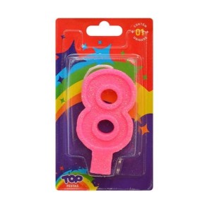 VELA DE ANIVERSARIO LUXO Nº 8 ROSA 4561 TOP FESTA