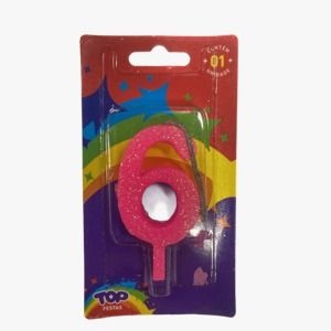 VELA DE ANIVERSARIO Nº 6 ROSA 4478 TOP FESTA