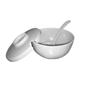 Tigela com tampa e concha 15cm branca 29162bb - Bestfer