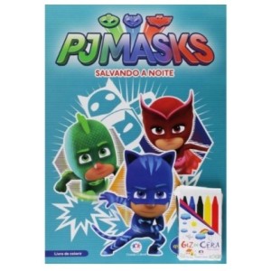 Kit Colorir Com Giz De Cera PJ Masks - MAGIC KIDS