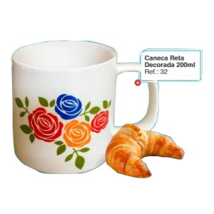 Caneca Reta 200 ML - Decorada  32 - R R PORCELANAS