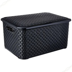 Cesto Rattan Grande Preto  1379 - Plasbrink